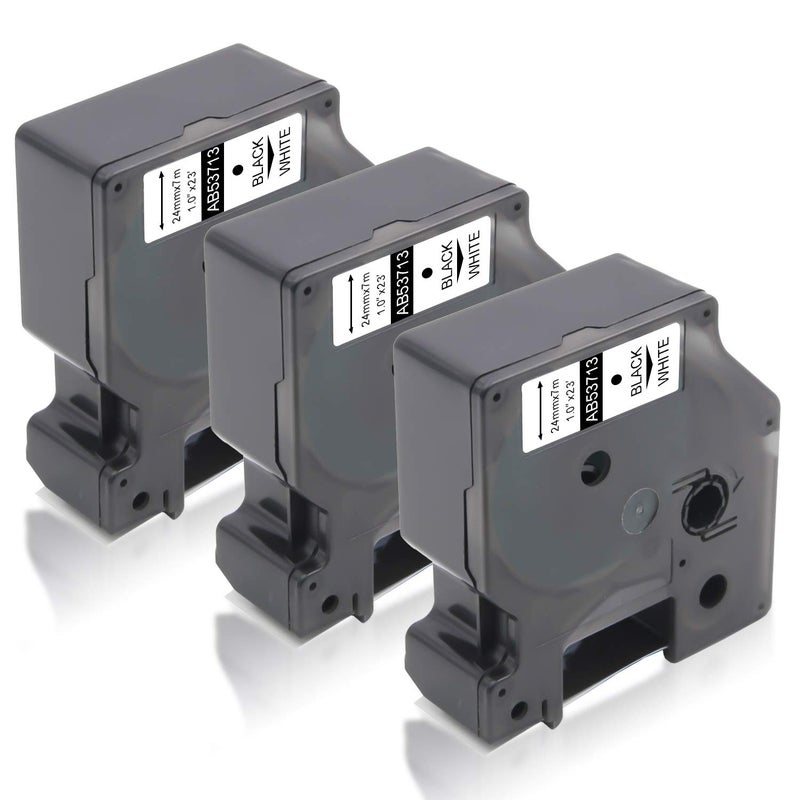 Absonic 3-Pack Compatible Label Tape Replacement for Dymo D1 53713 24mm Black on White Cassette Tape for MobileLabeler LabelManager 450D 500TS PnP 400 450 Duo Label Maker, 1'' x 23' - Image 1